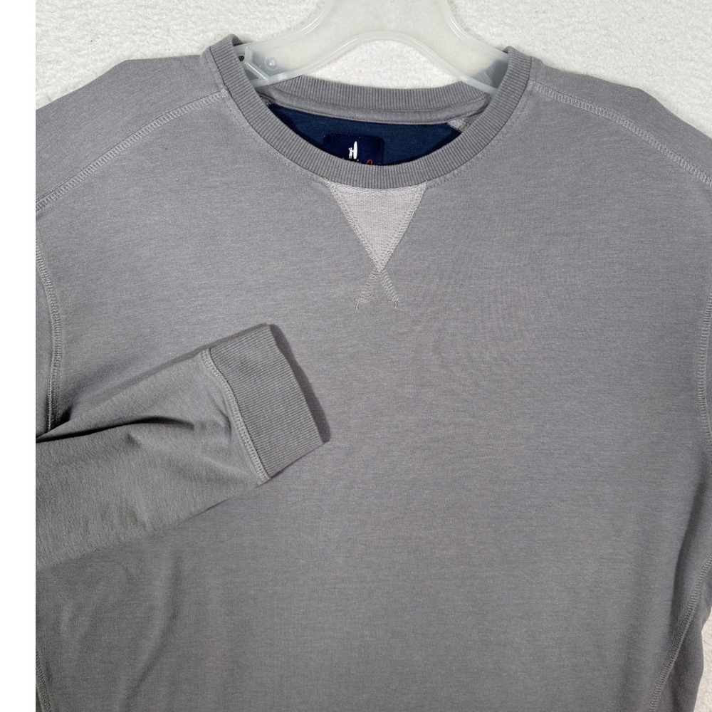 Johnnie-O V-Stitch Gray Crewneck Sweatshirt French Terry Pullover Mens Small